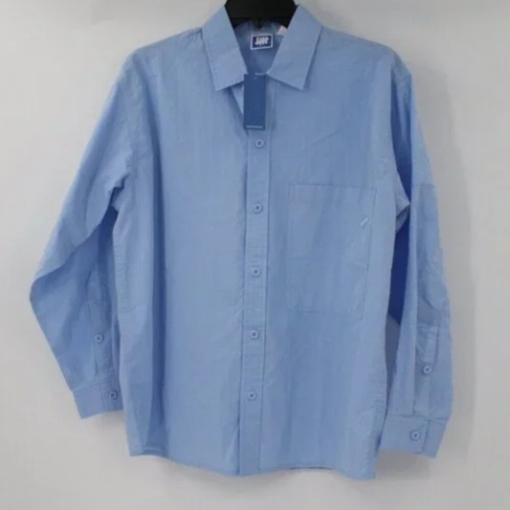 NWT Undefeated shirt Mens XS windbreaker long sleeve button up blue cotton nylo